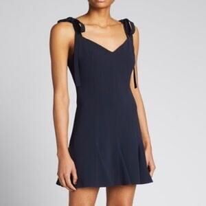 NWT Cinq à Sept Kirsty Tie-Strap Mini Dress navy Sz 6 Pleated Cocktail Fit Flare